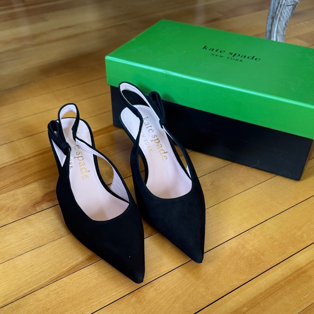 Kate Spade Black Pointed Toe Slingback Heels